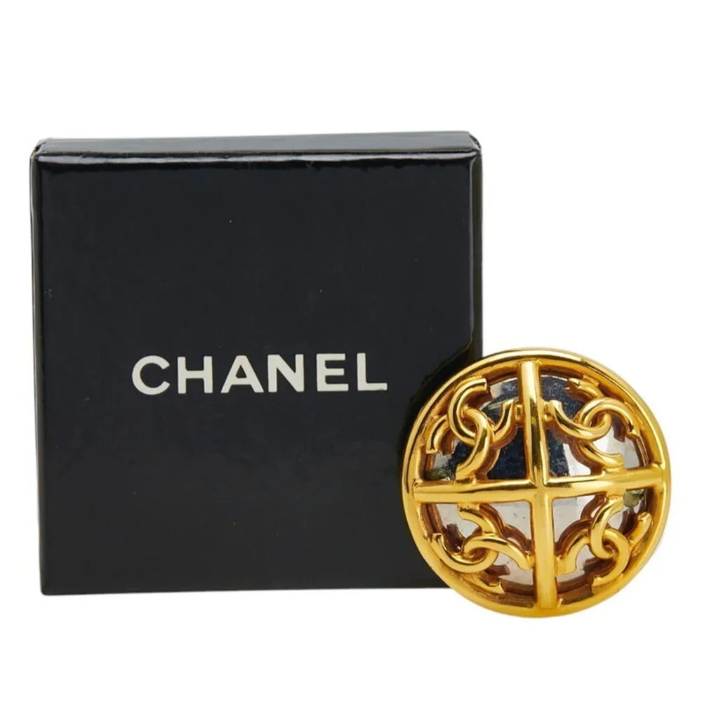 CHANEL Authentic Vintage Gold Logo Brooch - Picture 4 of 4